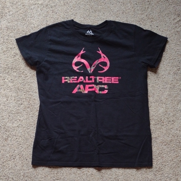Realtree Tops - Realtree Black T-Shirt with Pink Logo